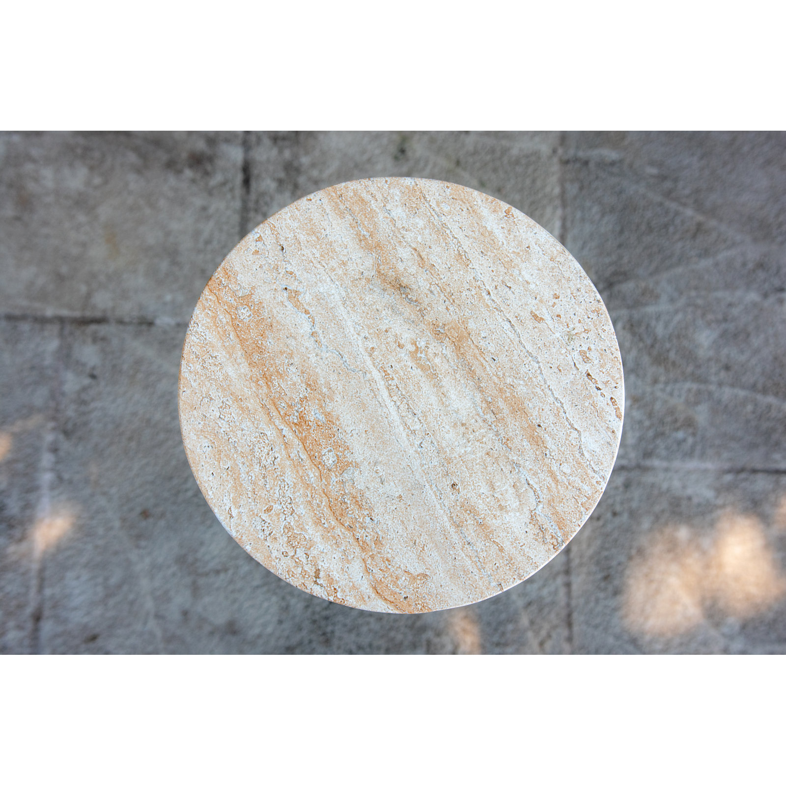Teak & Marble Composite Cocktail Table, Tan
