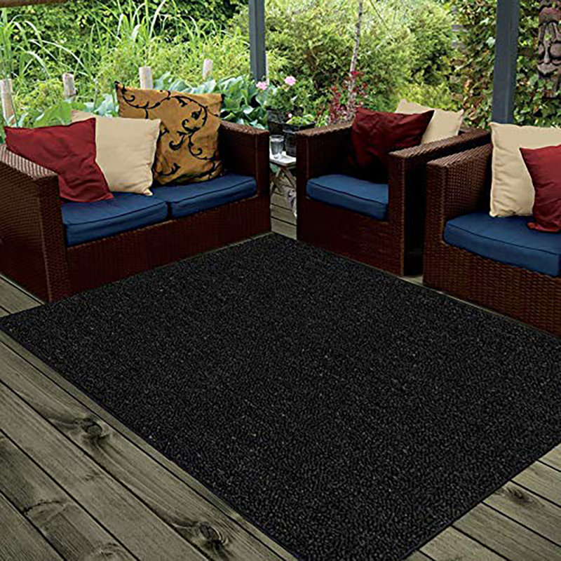 Amorie Furnish my Place Modern Indoor/Outdoor Commercial Solid Color Rug - Pet and Kids Friendly Rug, Stain Resistant, Floor Carpet for Living Room & Hallway, Wedding - Black