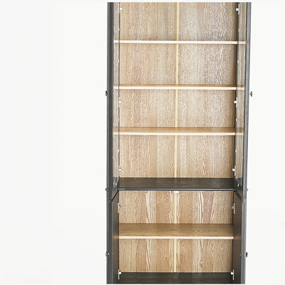 73.25''H Pantry Cabinet Display Cabinet with Glass Doors & Shelves, Modern Curio Cabinet Bookcase with Storage