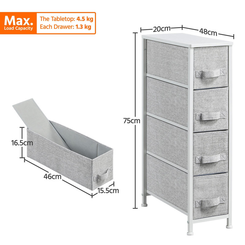Aguste Iron 48 cm W Chest of 4 Drawers