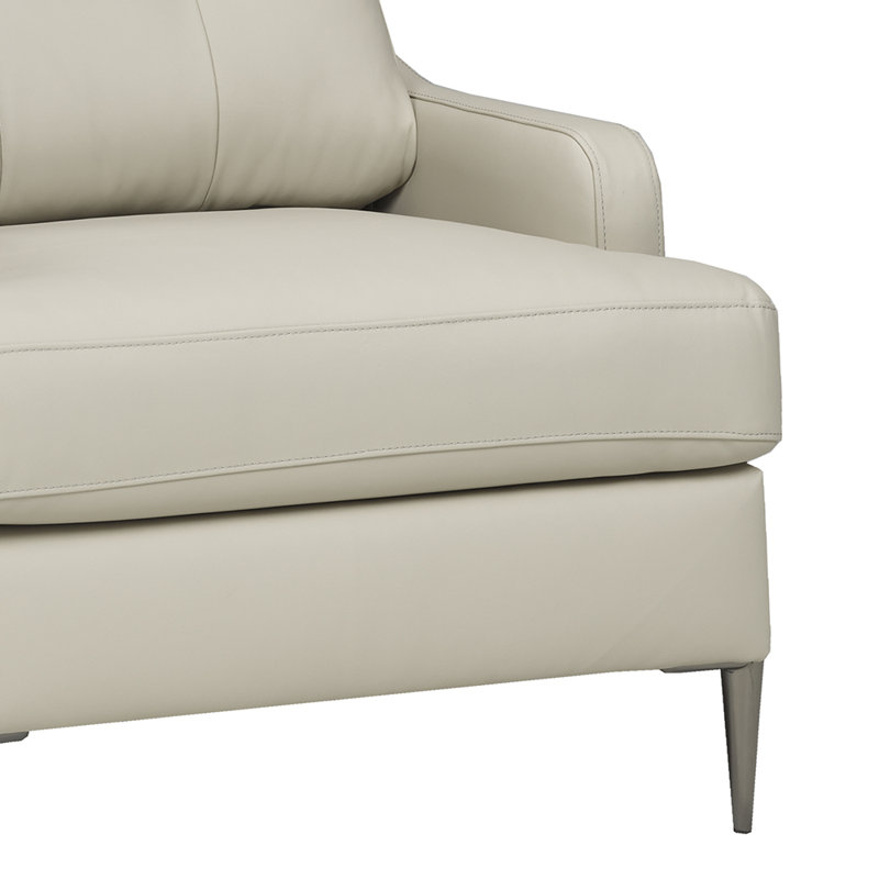 Fauteuil en cuir capitonné 31,5 po, Lin et cuir assorti