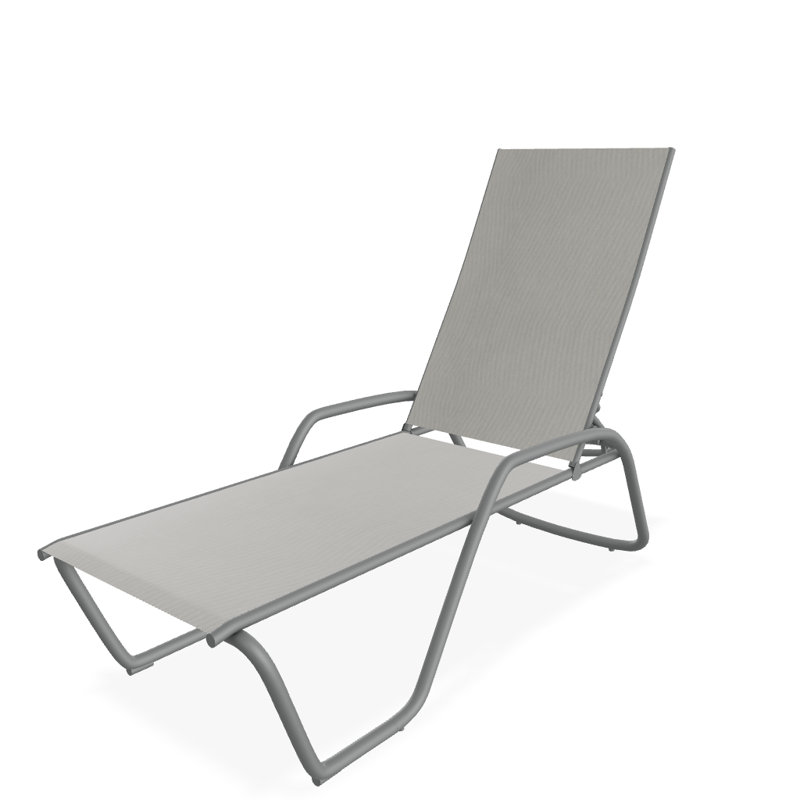 Outdoor Rust-Resistant Metal Chaise Lounge, Textured Graphite, Augustine Oyster
