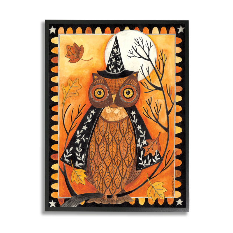 Lune des Chouettes d'automne - 136, Giclée encadrée noir minuit, H 14 po x l 11 po x P 1,5 po