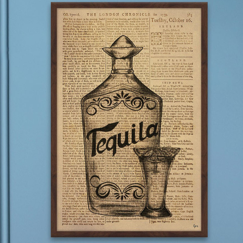 « rétro tequila », reproduction d’impression encadrée, H 24 po x l 16 po x P 1,5 po