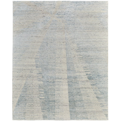 Tapis bleu / ivoire / argent à motif abstrait moderne Brighton