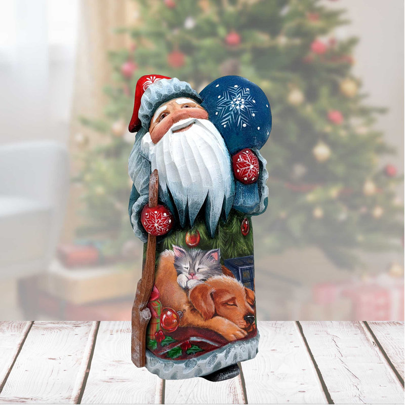 Figurine de chef-d'œuvre de père Noël en bois sculpté