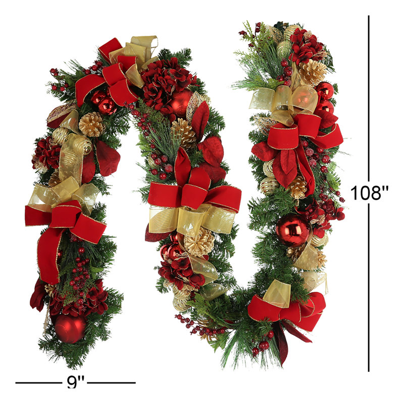 Red And Gold Magnolia Garland