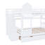 Lit superposé de style château avec 2 tiroirs, 3 tablettes et glissade-110899493-110899494