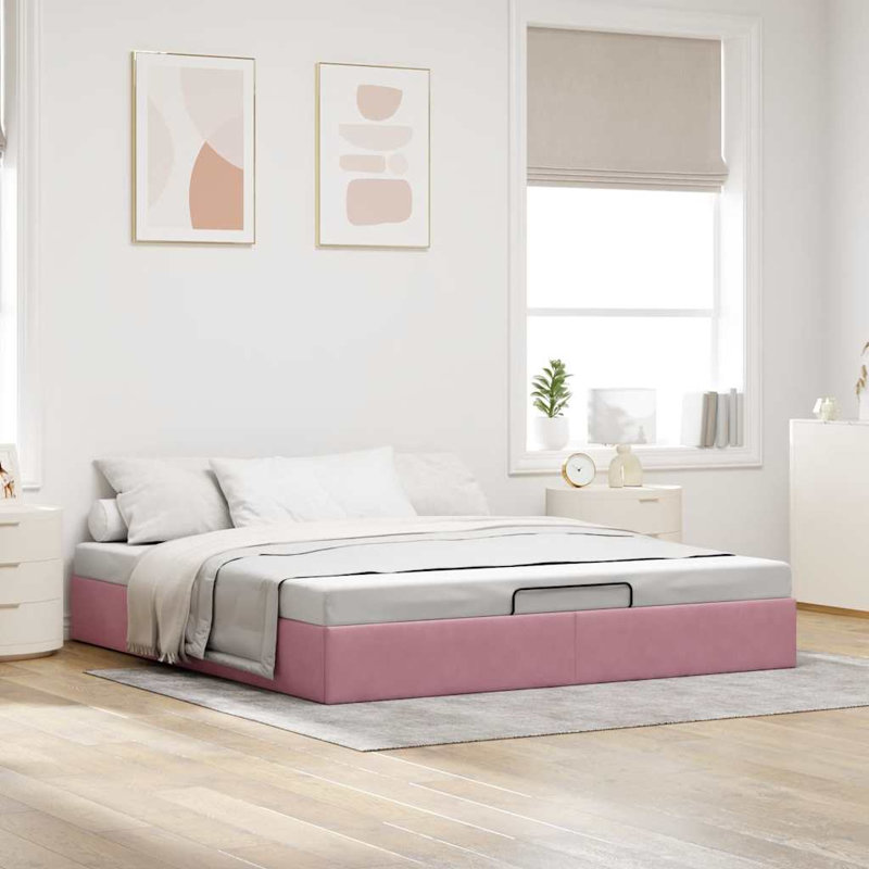 Solid Wood Bed Frame, Pink