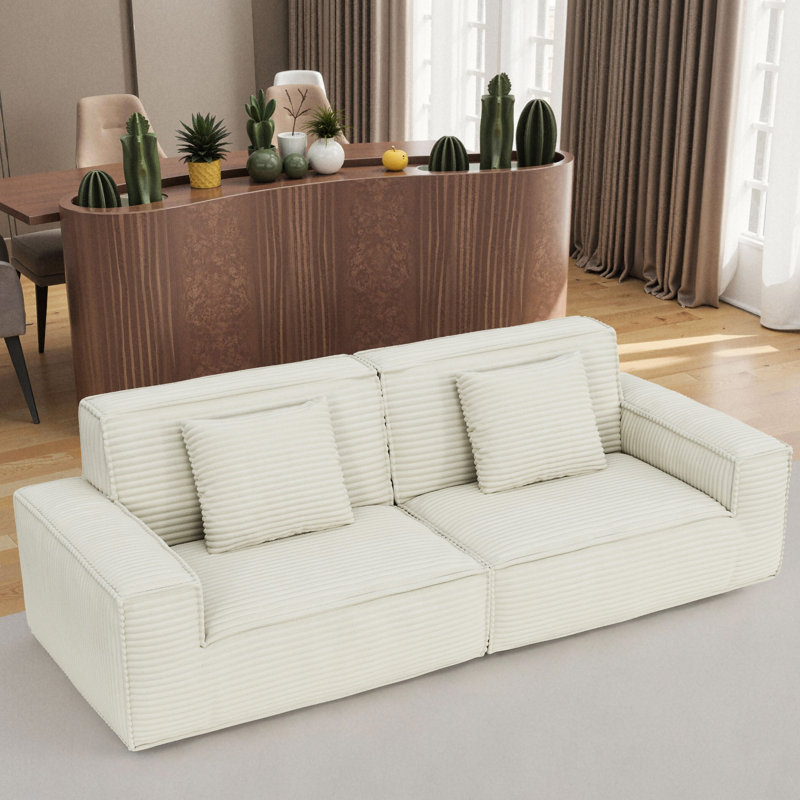 Style moderne, 106,3 pouces, beige, compression, rembourrage en mousse complète, revêtement doux, chambre à coucher, chambres d'amis, structure à 3 sièges, multifonctionnel, espaces variés, conception du siège