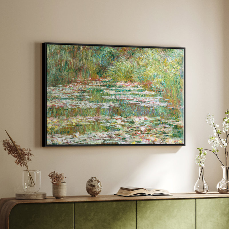 Paysage rétro - CCXLI, Toile avec cadre flottant noir, H 27 po x l 41 po x P 2 po