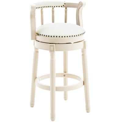 Tabourets de bar en bois et en cuir à hauteur de siège avec tabouret pivotant à 360 degrés avec dossier pour comptoir de cuisine