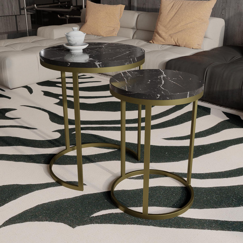 Table basse ronde en simili marbre Alari