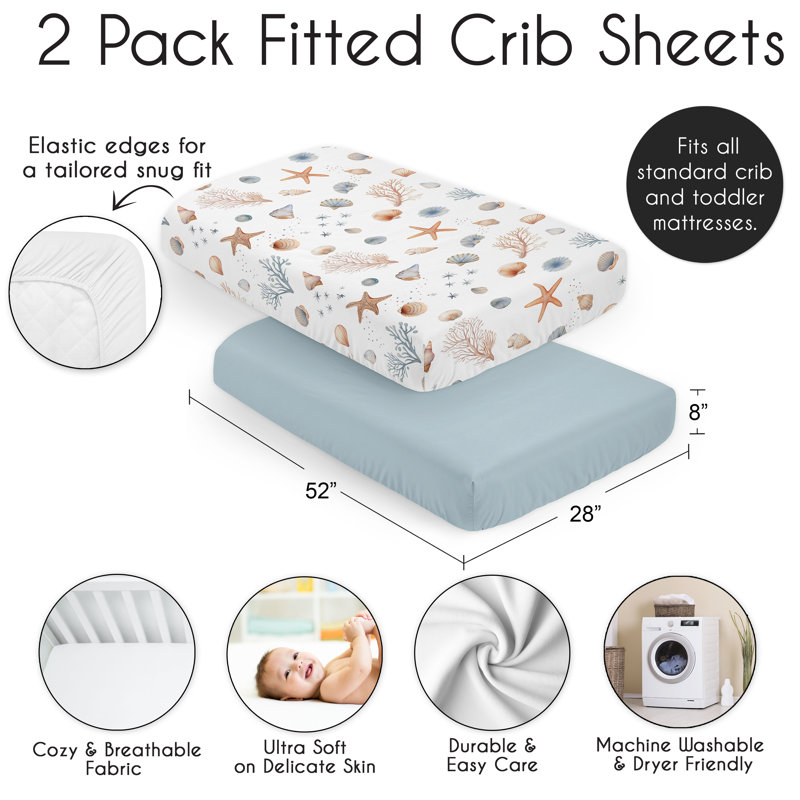 Ocean Seashells 2 Pack Fitted Crib Sheet