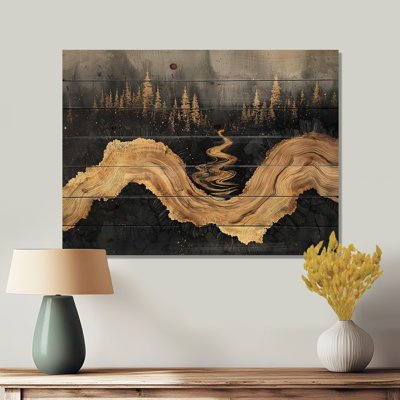 Forêt forêt de cristal onyx noir I - art mural en bois forêt - sur bois de pin naturel
