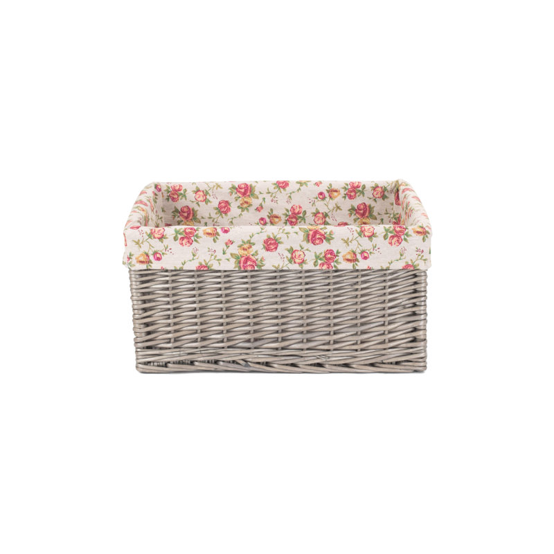 Wicker Storage Basket with Garden Rose Lining, Extra Large