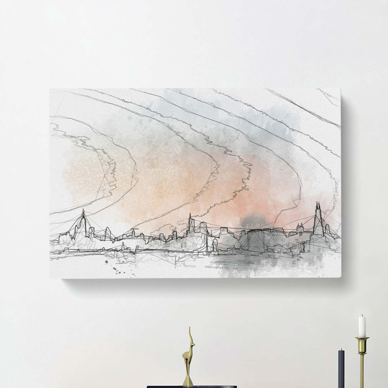The Chicago Illinois Skyline In Abstract - Wrapped Canvas Print, 40cm H x 60cm W x 3cm D