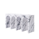 Fritzy Rectangular Console Table In White Engineered Stone