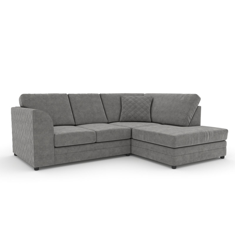Chaudri 3 Seater Corner Sofa Chaise, Pewter, Right Hand Facing