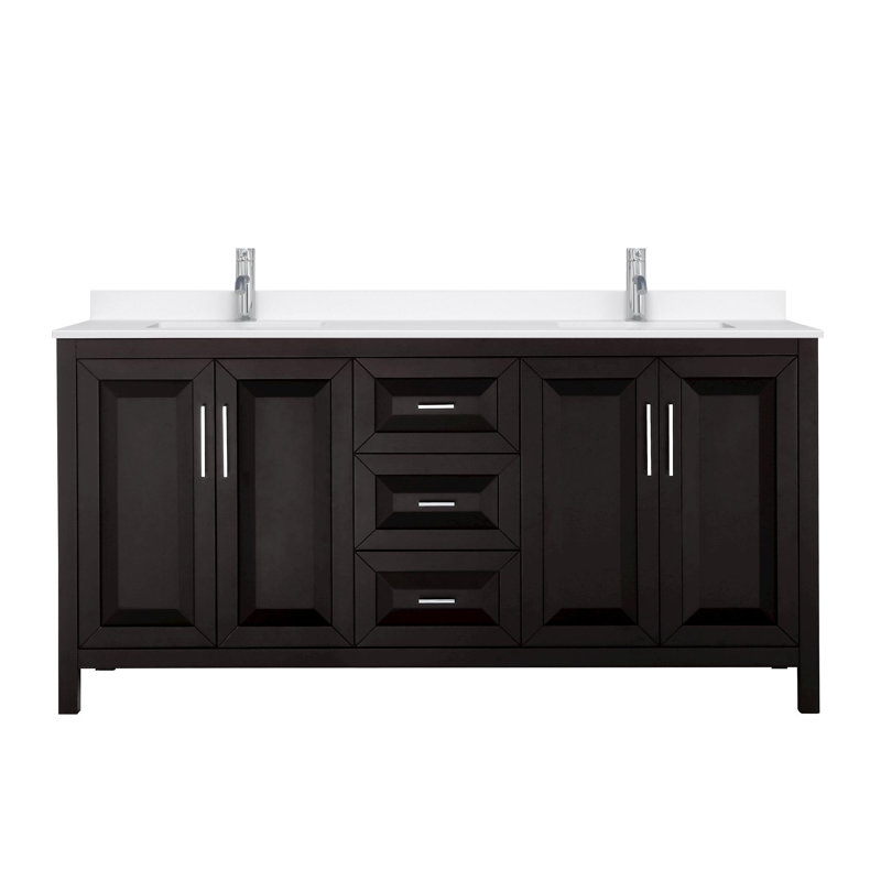 Daria 72'' W Vanity, Brown, Polished Chrome, Giotto Quartz