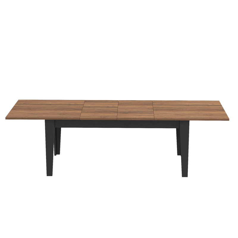 Dining Table , 106.3 in  Large Extendable Kitchen Table, Walnut / Black
