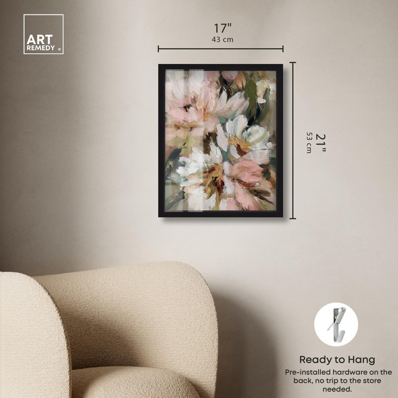 «Pink Spring Farmhouse» par Art Remedy, Noir, H 21 po x l 17 po