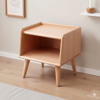 A pure solid wood bedside cabinet with a modern, simple design. Made of European Beech in a Nordic style, this solid beech storage cabinet is 0.4 meters wide.