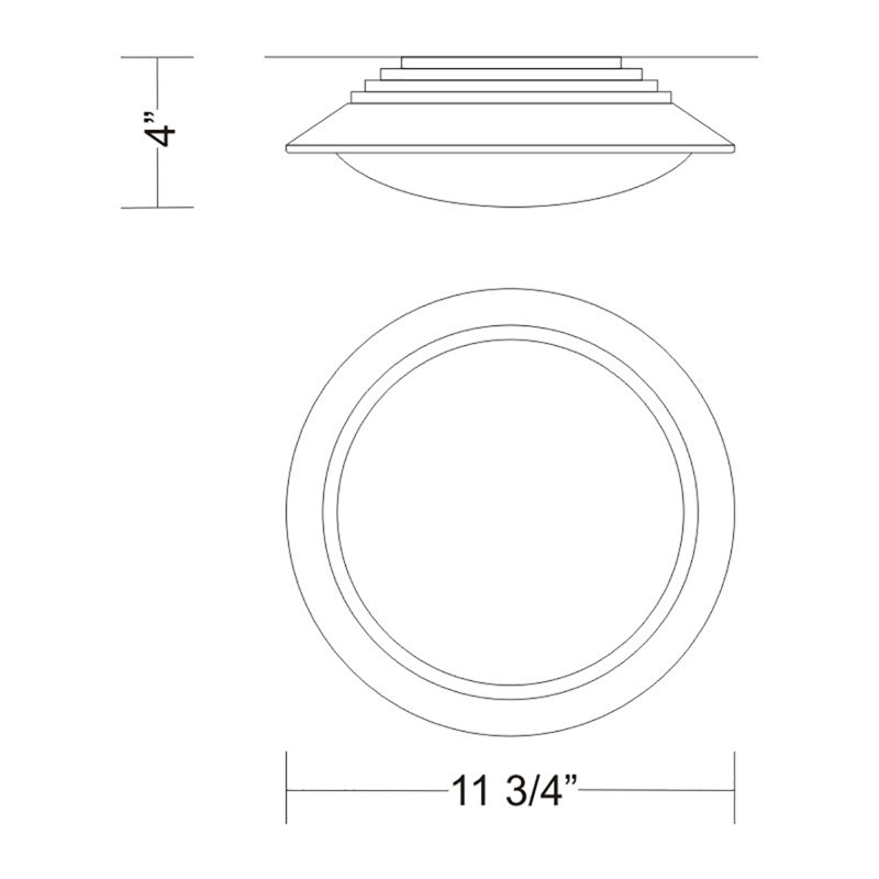 Tekna 1 - Light Simple Circle Flush Mount, 4" H x 11.75" W x 11.75" D, Black, Opal Acrylic