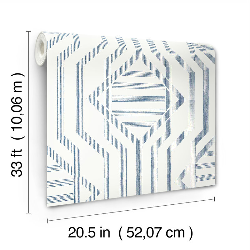 Essex Dark Blue Geometric Wallpaper, Dark Blue
