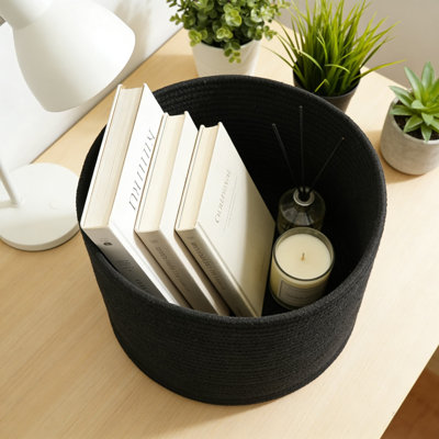 Woven Cotton Rope Storage Basket, Versatile Nursery Organizer For Laundry, Toys, Blankets, And Clothes With Hidden Handles