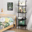 4 Tiers Metal Industrial Bookshelf,Black Wooden Tal...