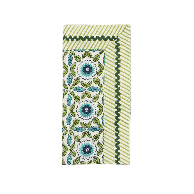 Majorelle Napkin, White/Blue/Green
