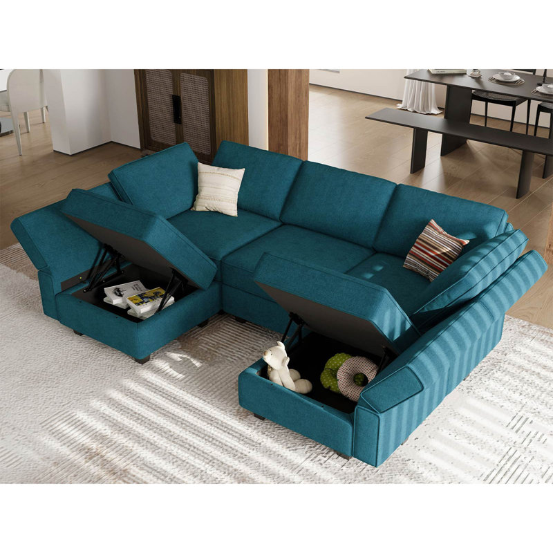 Petit canapé modulaire Kimbrel, Mélange de polyester bleu