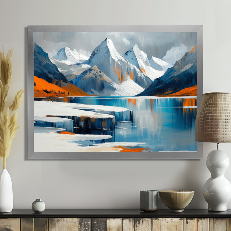 Art mural sur toile transitionnel Gissur, H 16 po x l 32 po, Picture Framed Print, Argent argent