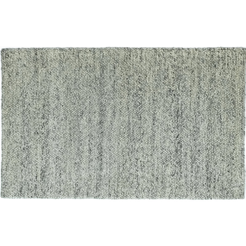 Jossi Solid Color Hand-Knotted Wool/Nylon Area Rug, Rectangle 8' x 11', Ivory/Gray