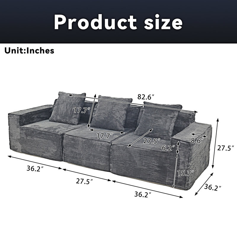 Floor Sofa With Pillow, Dark Grey