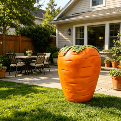 16" Oversized Carrot Shaped Resin Stool, Side Table, Plant Stand, Innovative Multi-Use Decorative Furniture for Home Decor, Garden Decor, Patio, Balcony, Indoor & Outdoor Decoration