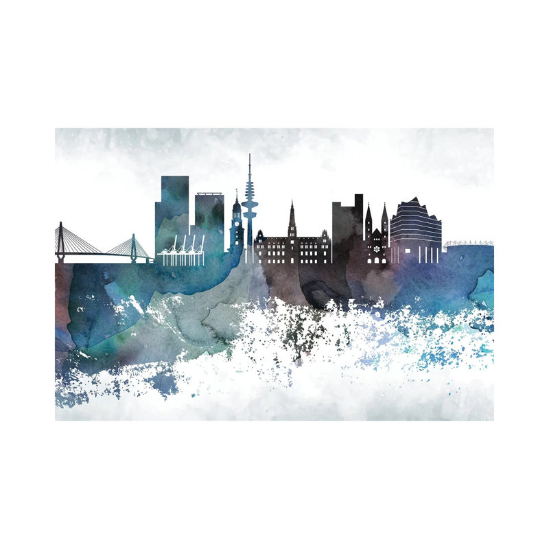 Hamburg Bluish Skyline - Wrapped Canvas Print, 45.72cm H x 66.04cm W