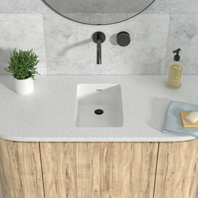 Lavabo de salle de bain encastrable 14 po x 21 po - Céramique blanche avec trop-plein