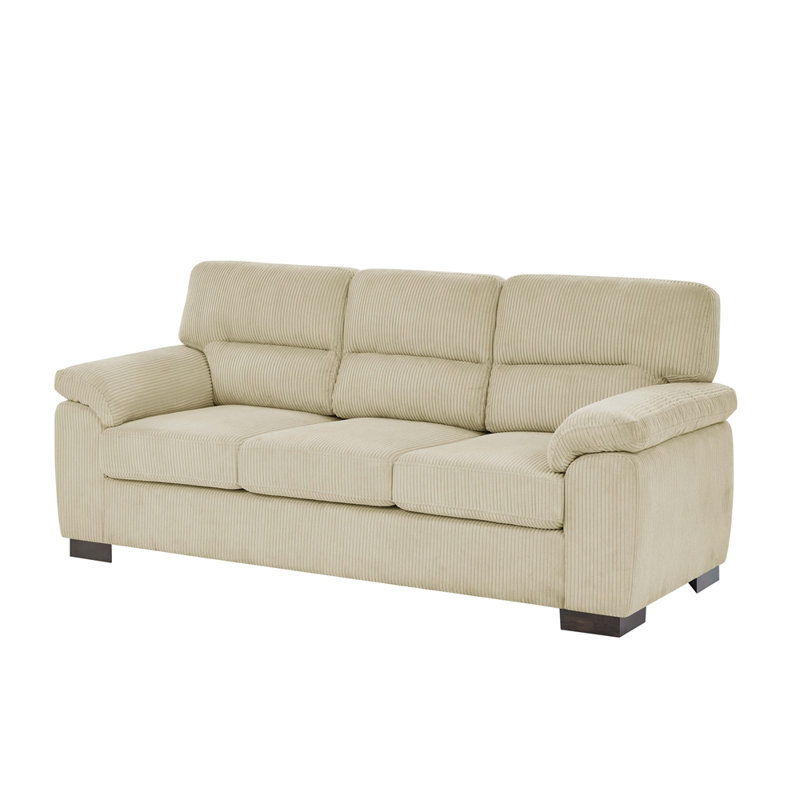 81'' Faux Leather Sofa, Cream Corduroy