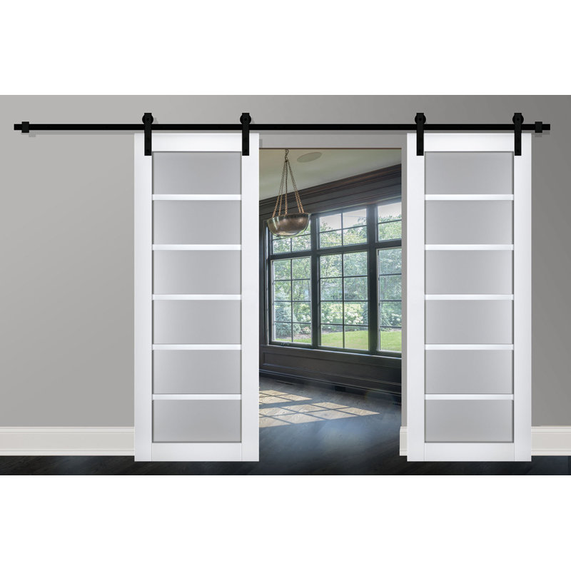 Portes de grange en bois givré Veregio, 48 po x 96 po, Blanc