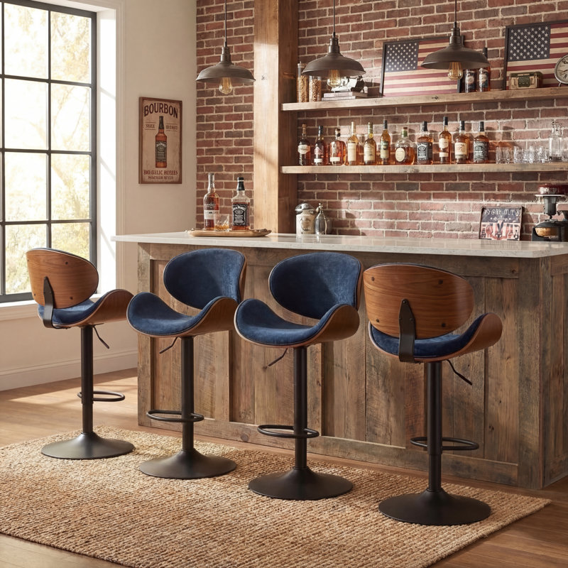 Swivel Upholstered Counter Stool, 24''-32''h Adjustable Seat Height Bar Stool, Modern Fabric Pub Stool With Metal Frame