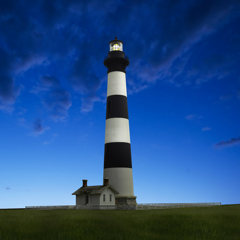 Lighthouse At Night III by James McLoughlin - Wrapped Canvas Print, 91cm H x 91cm W