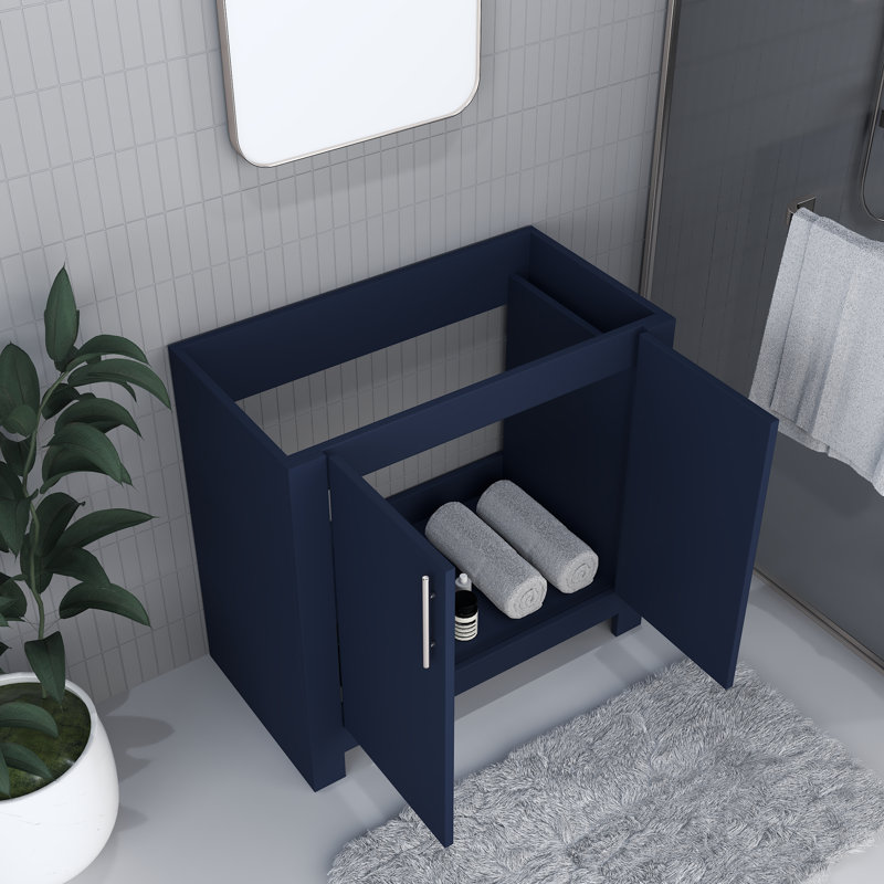 Austin 35.25'' Single Bathroom Vanity Base Only, Navy