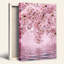 Art sur toile, branches de fleurs de cerisier roses sur l'eau ondulée-1005369424