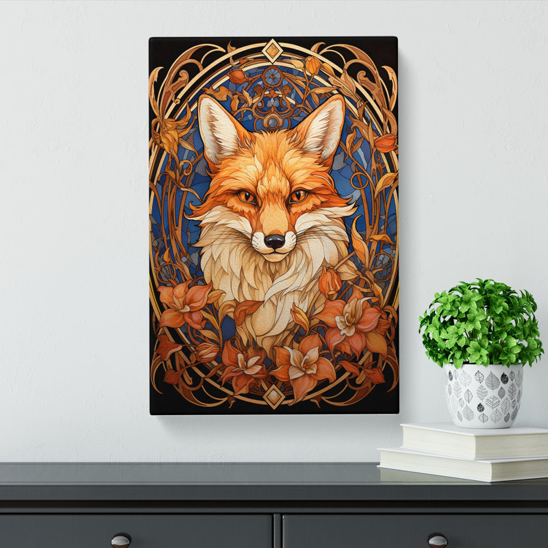 Fox Nouveau - Wrapped Canvas Print, 60cm H x 40cm W x 3cm D