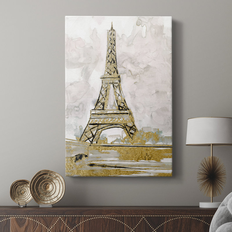 Eiffel Tower Glitz -Custom Wrapped Gallery Cavas, 18" H x 12" W