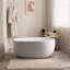 Baignoire autoportante de 47 po en résine solide à surface solide blanc mat avec drain escamotable et tuyaux de trop-plein