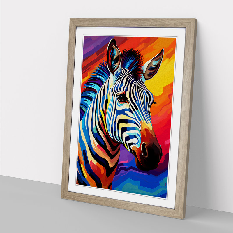 XYZ-FRM-V1223-1726 Zebra Abstract - Single Picture Frame Print on Wood, Oak , 64cm H x 46cm W x 2cm D