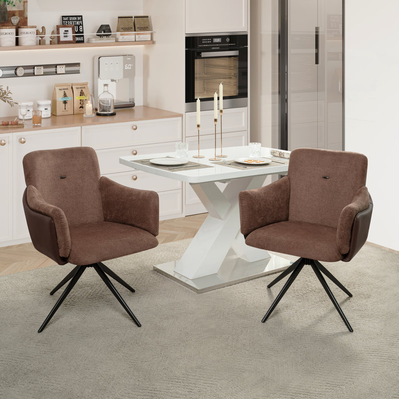Ensemble de 2 chaises de bureau 360 ° pivotantes pour la maison